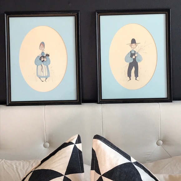 Set of Vintage Bohemian Couple Drawings Artwork - Picture 8 of 16